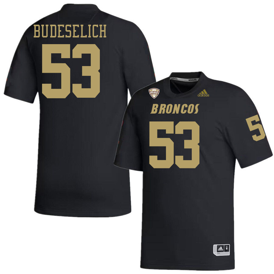 #53 Brendan Budeselich Western Michigan Broncos College Football Jerseys Stitched-Black